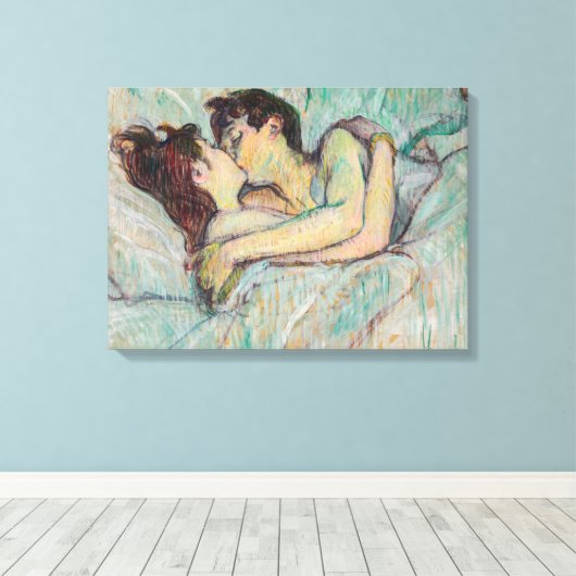 Toulouse-Lautrec - in Bed, de kus Canvas Afdruk (Insitu (Houten vloer))