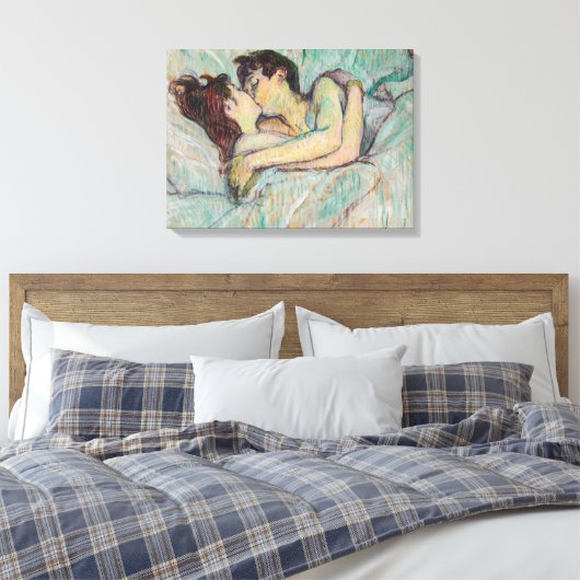 Toulouse-Lautrec - in Bed, de kus Canvas Afdruk (Insitu (Slaapkamer))