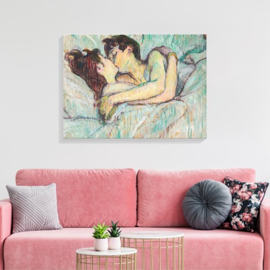 Toulouse-Lautrec - in Bed, de kus Canvas Afdruk (Insitu (Woonkamer))