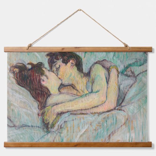 Toulouse-Lautrec - in Bed, de kus Hangend Wandkleed (Voorkant)