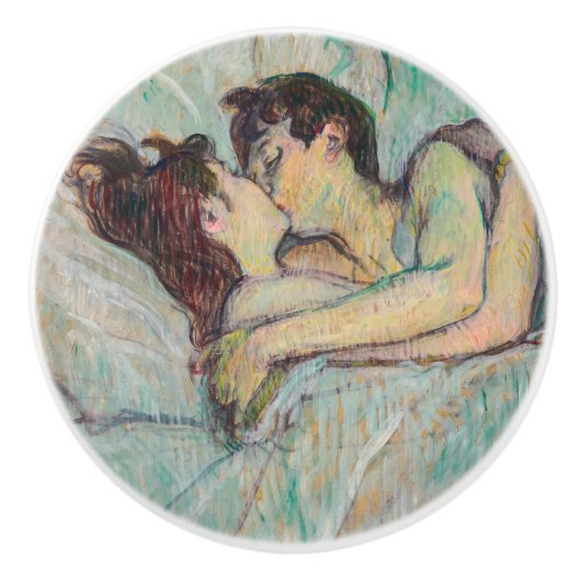 Toulouse-Lautrec - in Bed, de kus Keramische Knop (Voorkant)