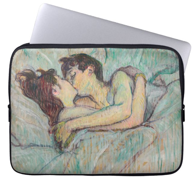 Toulouse-Lautrec - in Bed, de kus Laptop Sleeve (Voorkant)