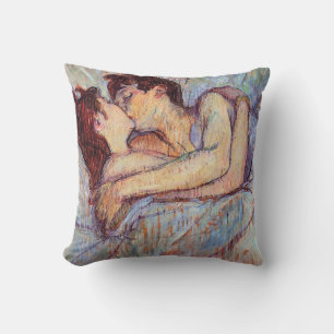 Toulouse Lautrec - In bed De kus Lesbische geliefd Kussen