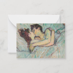 Toulouse-Lautrec - in Bed, de kus Notitiekaartje