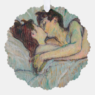 Toulouse-Lautrec - in Bed, de kus Ornament Kaart