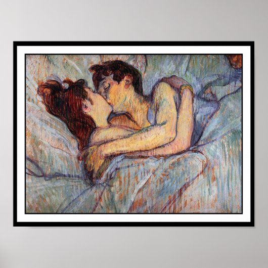Toulouse Lautrec - in Bed - de kus Poster (Voorkant)