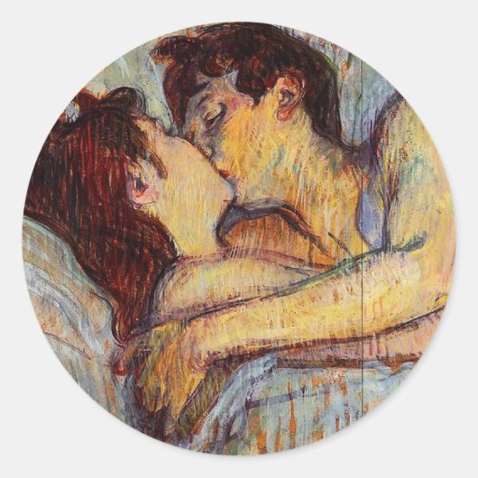 Toulouse-Lautrec in bed de kus Stickers (Voorkant)
