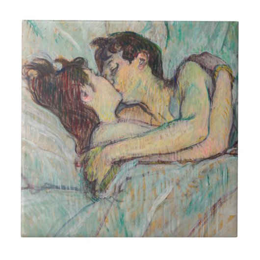 Toulouse-Lautrec - in Bed, de kus Tegeltje (Voorkant)