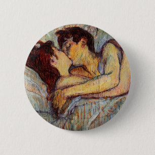 Toulouse-Lautrec in bed de kus-toets Ronde Button 5,7 Cm