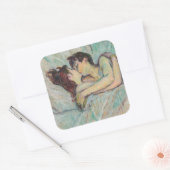 Toulouse-Lautrec - in Bed, de kus Vierkante Sticker (Envelop)