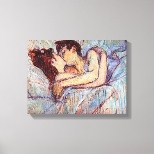 Toulouse Lautrec - in Bed the Kiss Lesbian Lovers Canvas Afdruk (Voorkant)