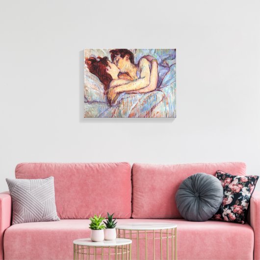 Toulouse Lautrec - in Bed the Kiss Lesbian Lovers Canvas Afdruk (Insitu (Woonkamer))