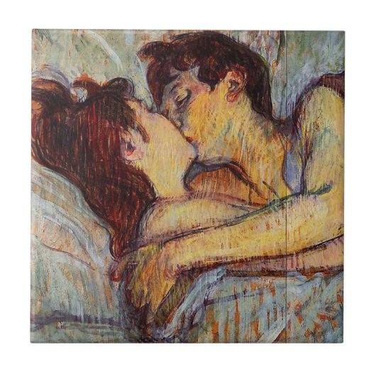 Toulouse-Lautrec in Bed the Kiss Tile Tegeltje (Voorkant)