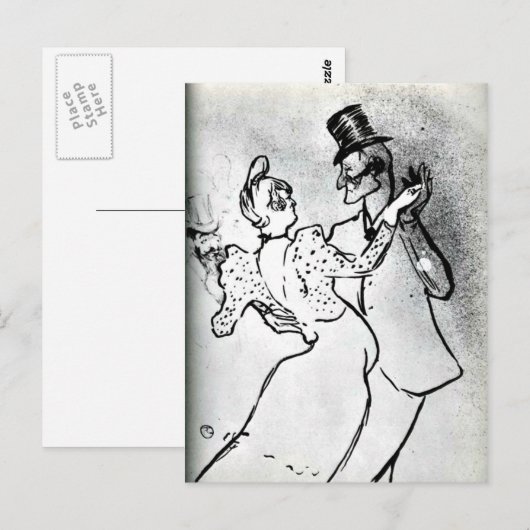 Toulouse-Lautrec: La Goulue en Valentin, Waltz Briefkaart (Voorkant / Achterkant)
