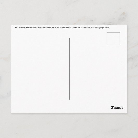 Toulouse-Lautrec - Mademoiselle Cha-u-kao Zittend Briefkaart (Achterkant)