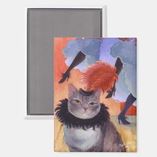 Toulouse-Lautrec Moulin Rouge Cat Magneet (Voorkant / Achterkant)