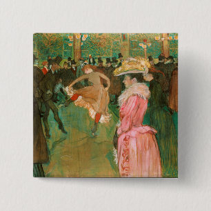 Toulouse-Lautrec - Op de Rouge, de Dance Vierkante Button 5,1 Cm