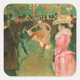 Toulouse-Lautrec - Op de Rouge, de Dance Vierkante Sticker