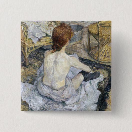 Toulouse-Lautrec - Rousse / Toilet Vierkante Button 5,1 Cm (Voorkant)
