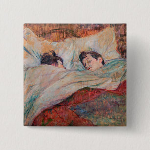 Toulouse-Lautrec - The Bed Vierkante Button 5,1 Cm
