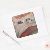 Toulouse-Lautrec - The Bed Vierkante Sticker (Envelop)