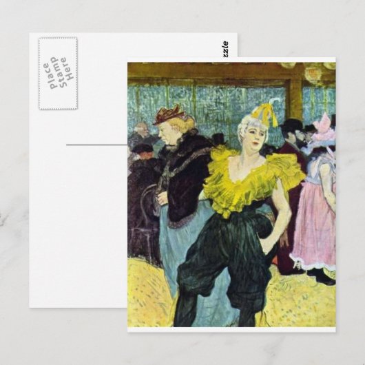 Toulouse Lautrec The Clowness  afbeelding, Briefkaart (Voorkant / Achterkant)