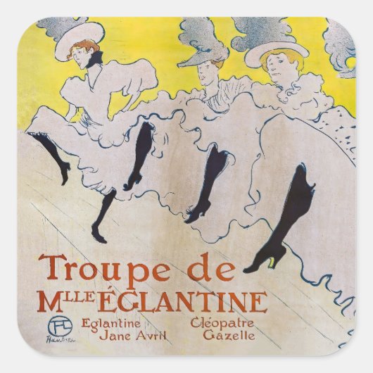 Toulouse-Lautrec - Troupe de Mlle Eglantine Vierkante Sticker (Voorkant)