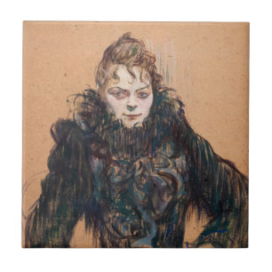 Toulouse-Lautrec - Vrouw met een zwarte boa Tegeltje