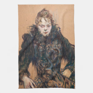 Toulouse-Lautrec - Vrouw met een zwarte boa Theedoek
