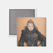 Toulouse-Lautrec - Vrouw met zwarte boa Magneet (Voorkant / Achterkant)