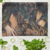 Toulouse-Lautrec - Vrouw met zwarte boa Theedoek (Gevouwen)