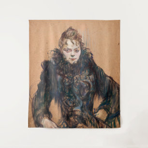 Toulouse-Lautrec - Vrouw met zwarte boa Wandkleed