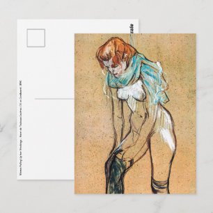 Toulouse-Lautrec - Vrouw trekt haar kousen aan Briefkaart