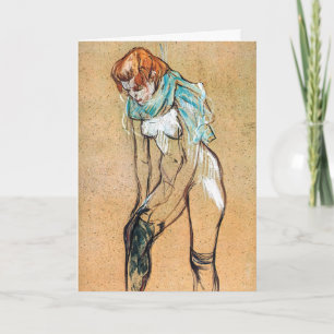 Toulouse-Lautrec - Vrouw trekt haar kousen aan Kaart