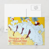 Toulouse Lautrec Yellow Dancing Girl Poster Briefkaart (Voorkant / Achterkant)