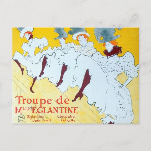 Toulouse Lautrec Yellow Dancing Girl Poster Briefkaart (Voorkant)