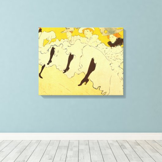 Toulouse Lautrec Yellow Dancing Girl Poster Canvas Afdruk (Insitu (Houten vloer))