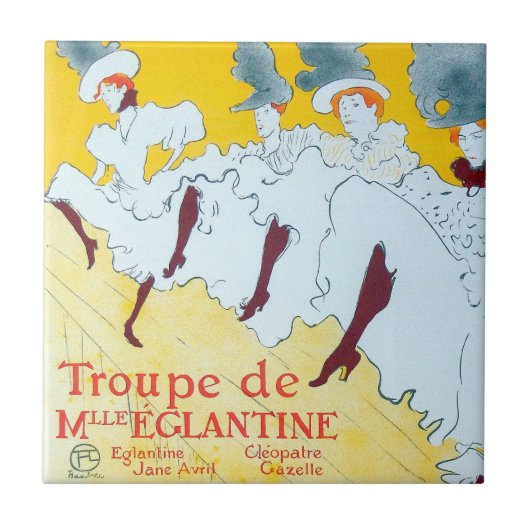Toulouse Lautrec Yellow Dancing Girl Poster Tegeltje (Voorkant)