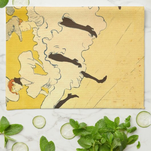 Toulouse Lautrec Yellow Dancing Girl Poster Theedoek (Gevouwen)