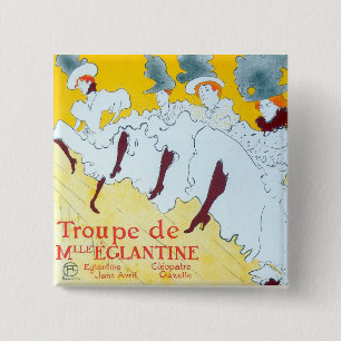 Toulouse Lautrec Yellow Dancing Girl Poster Vierkante Button 5,1 Cm