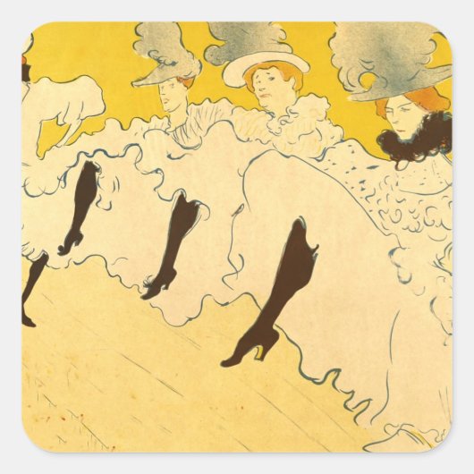 Toulouse Lautrec Yellow Dancing Girl Poster Vierkante Sticker (Voorkant)