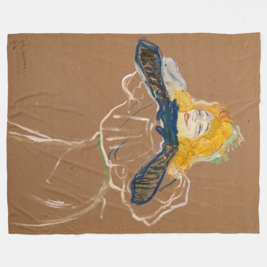 Toulouse-Lautrec - Yvette Guilbert Singing Fleece Deken (Voorkant (Horizontaal))