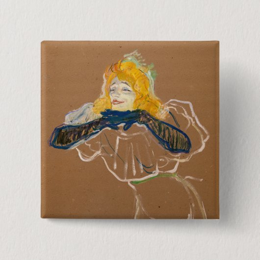 Toulouse-Lautrec - Yvette Guilbert Singing Vierkante Button 5,1 Cm (Voorkant)
