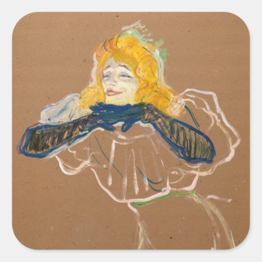 Toulouse-Lautrec - Yvette Guilbert Singing Vierkante Sticker (Voorkant)