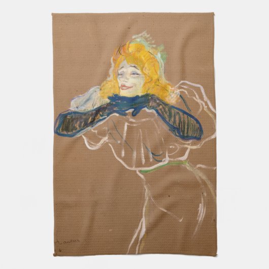 Toulouse-Lautrec - Yvette Guilbert zingend Theedoek (Verticaal)