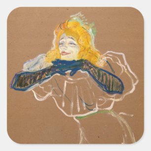 Toulouse-Lautrec - Yvette Guilbert zingend Vierkante Sticker