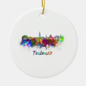 Toulouse skyline in waterverf keramisch ornament (Voorkant)