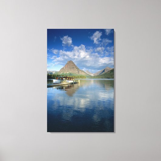 Tour Boat gedoceerd aan Two Medicine Lake in Glaci Canvas Afdruk (Voorkant)