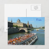 Tour Boat op de Seine River in Parijs Briefkaart (Voorkant / Achterkant)