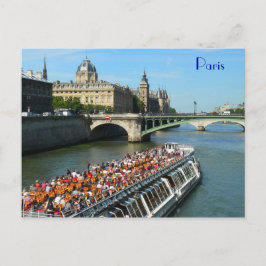 Tour Boat op de Seine River in Parijs Briefkaart